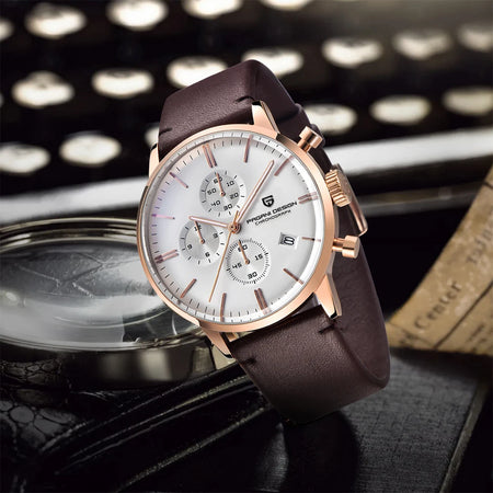 PAGANI DESIGN Men's Fashion Casual Brand Watch Waterproof 30m Luxury Leather Sports Quartz Chronograph VK67 Relogio Masculino - RoyElite