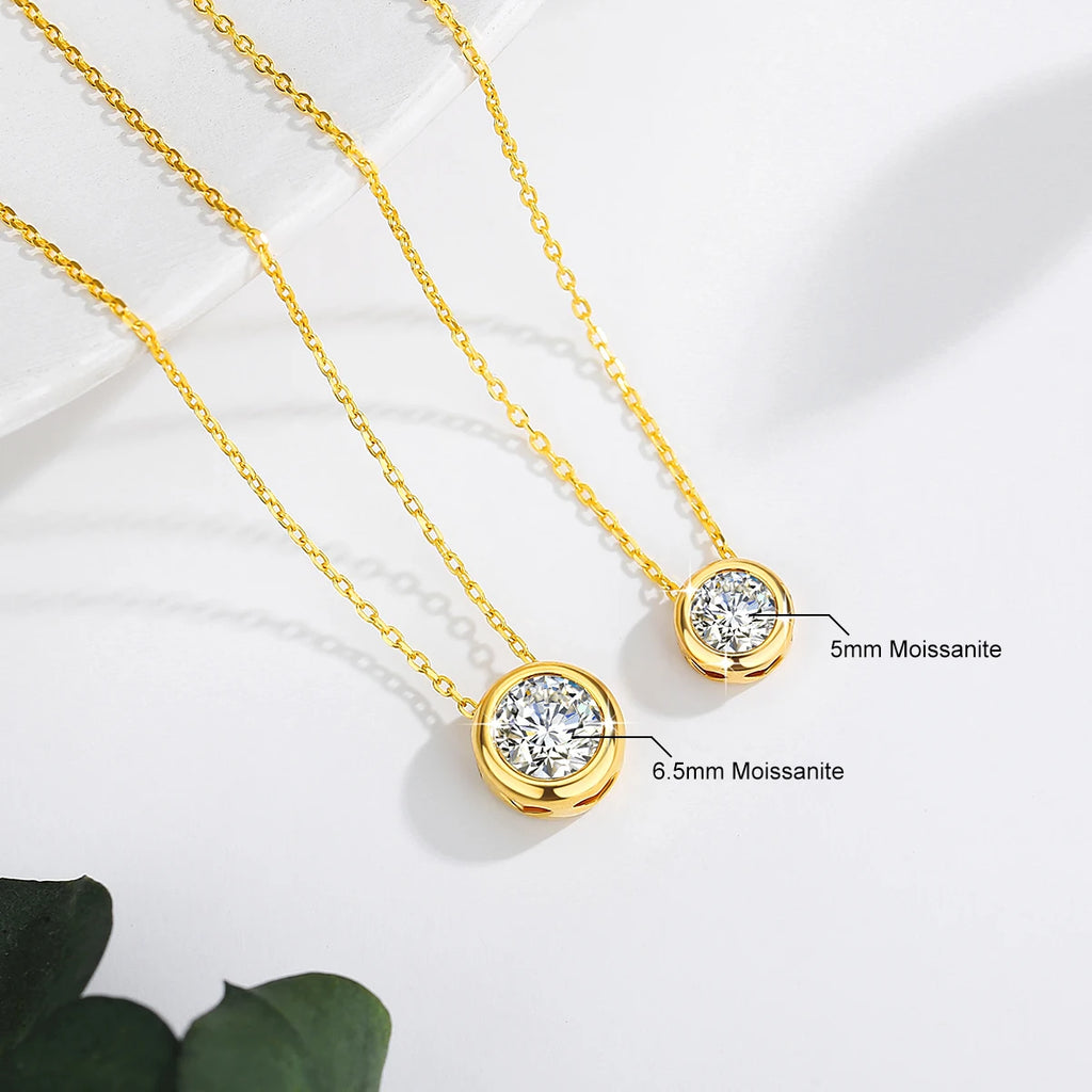 Golden Luxe 0.5ct Moissanite Necklace – 18K Yellow Gold Solitaire Pendant, Certified Authentic
