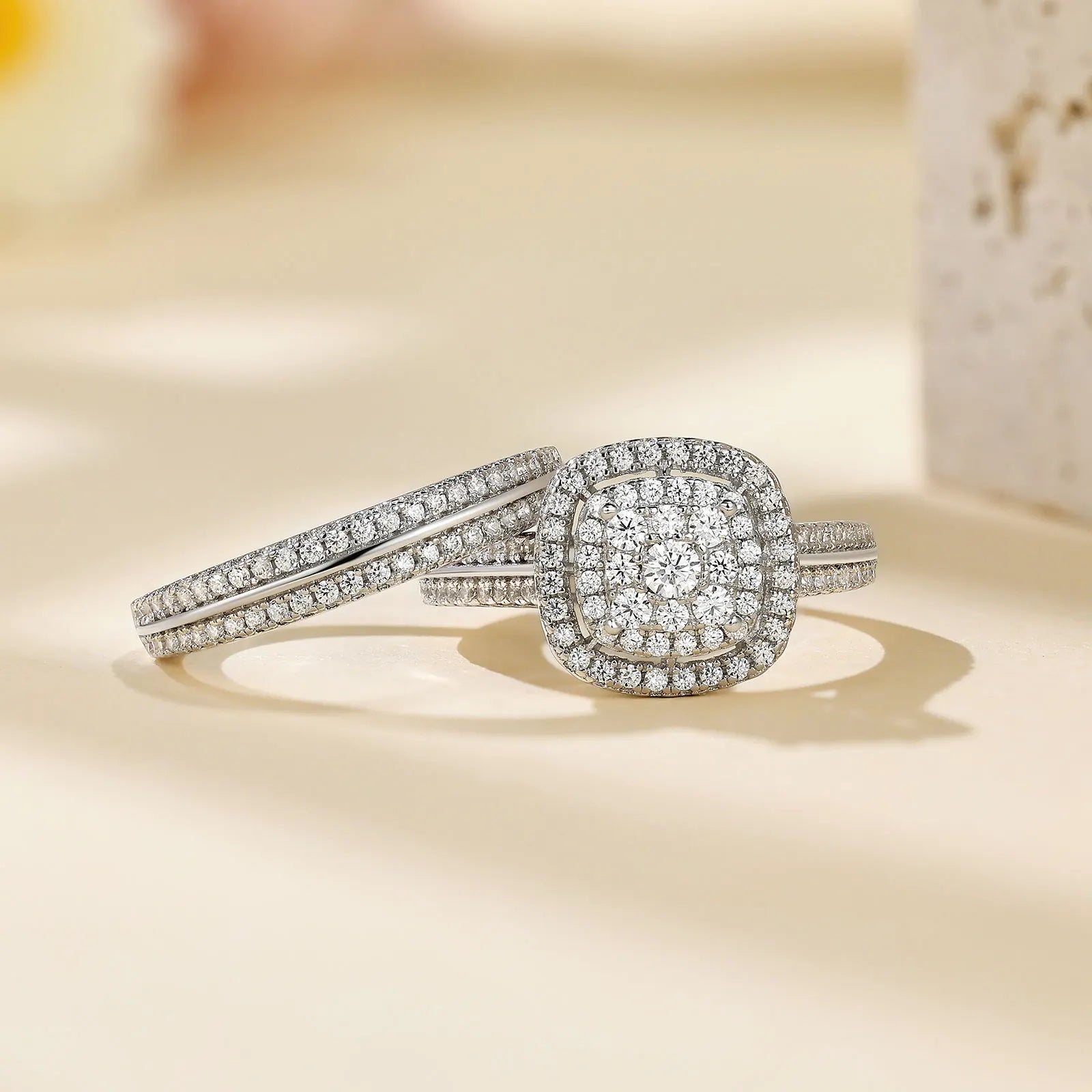 Women’s Moissanite Wedding Ring Set Elegant Round Cut 925 Sterling Silver Bridal Jewelry