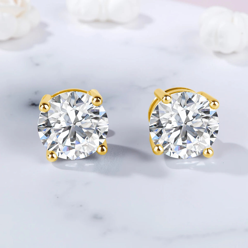 Elegant raft Jewelry D Color Moissanite Stud Earrings – 18K Gold Setting