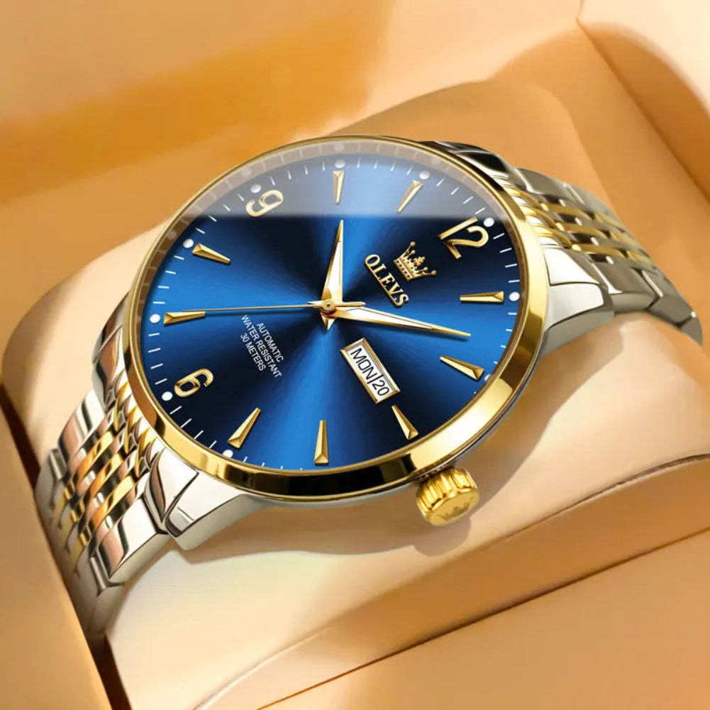 Men's Automatic Mechanical Watch Stainless Steel Luminous Dial Date Display Water Resistant