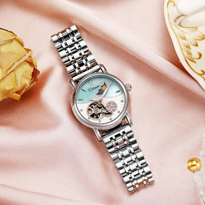 Rotatable Flowers Female Watch Women Top Brand Luxury Fashion Moon Phase Waterproof Lady Automatic Mechanical Watches Reloj