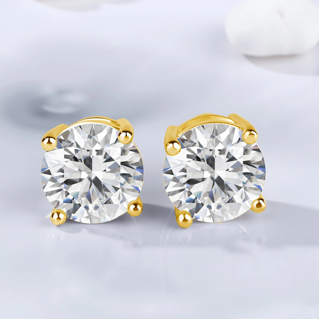 Elegant raft Jewelry D Color Moissanite Stud Earrings – 18K Gold Setting