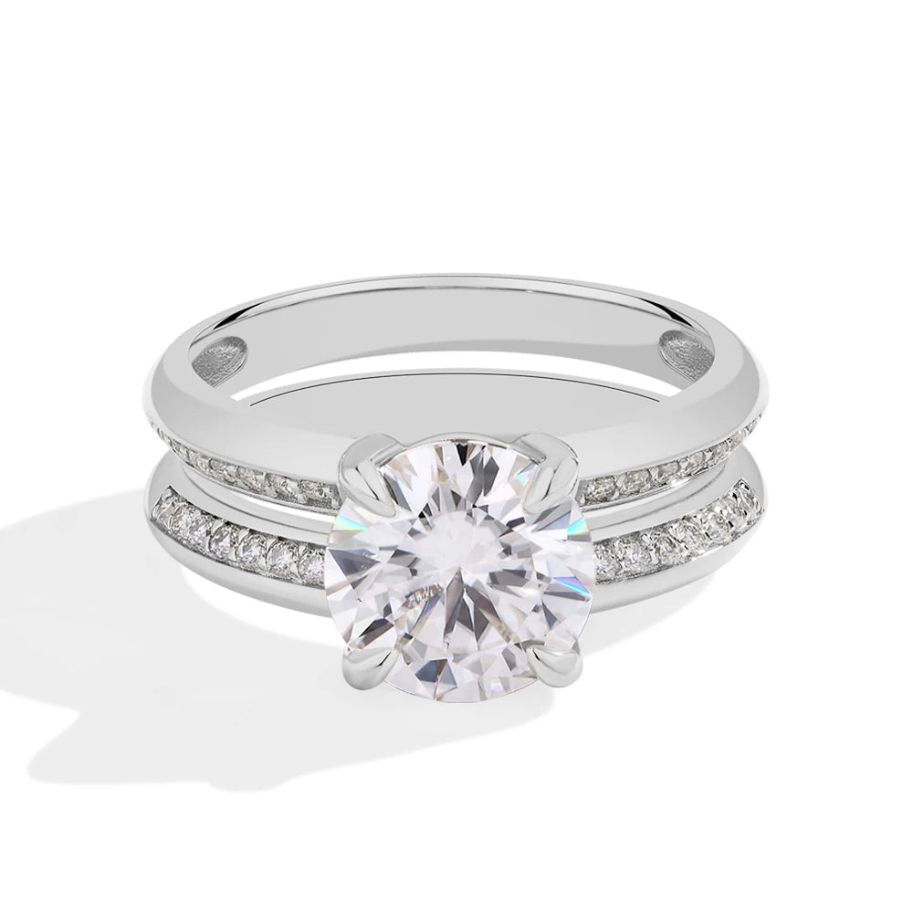 18K Gold Plated 3 Carat Moissanite Engagement Ring 925 Sterling Silver Round Cut Wedding Jewelry