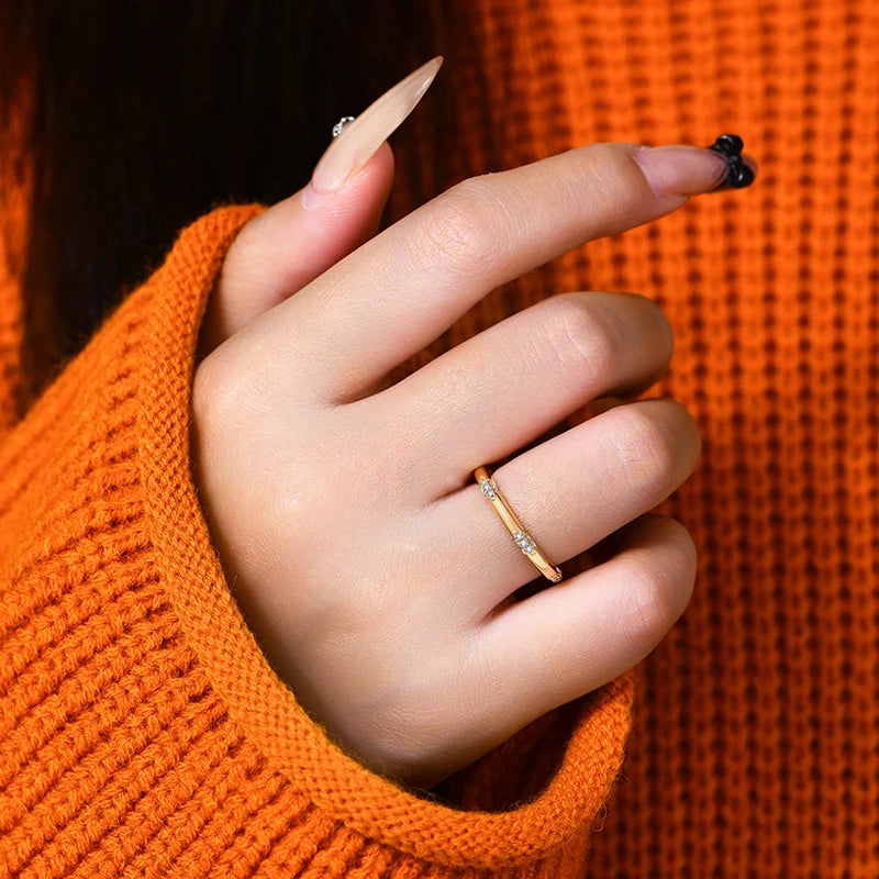 18K Gold Plated Sterling Silver Sparkling Moissanite Wedding Band Ring for Women and Men