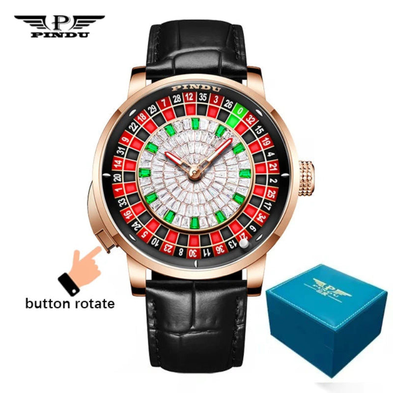 Mechanical Roulette Dial Watch | Interactive Elegance with Diamond Detail by PINDU - RoyElite