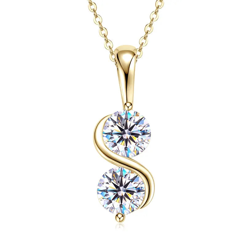RAPRGOLD Round Cut Real 10K Gold Moissanite Pendant Necklace – Classic Diamond Alternative