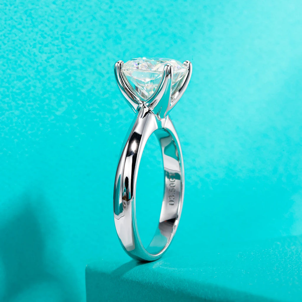 Women’s Cushion Cut Moissanite Engagement Ring 3.5 Carat Sterling Silver Wedding Jewelry