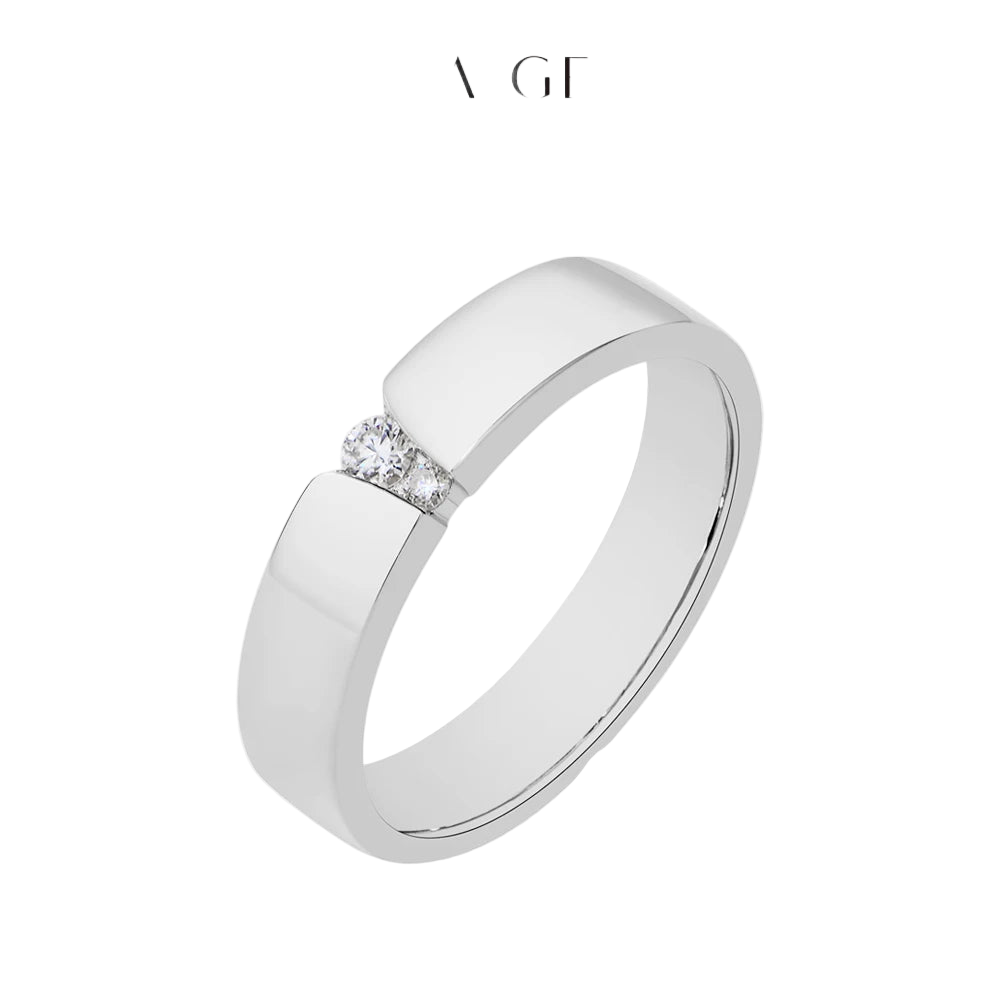 Women and Men Moissanite Couple Rings Brushed Design Sterling Silver Wedding Bands