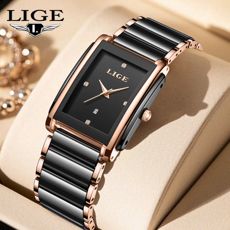 LIGE Fashion Elegant Watch for Women Japanese Movement Ceramics Strap Luxury Ladies Bracelet Quartz Watches Gifts Reloj Mujer - RoyElite