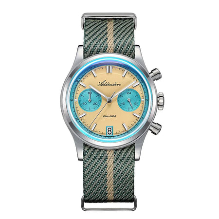 ADDIESDIVE Hot Sale AD2095 Watches For Men Multifunction Chronograph 38mm AR Coating Quartz WristWatches VK64 Waterproof Clock - RoyElite