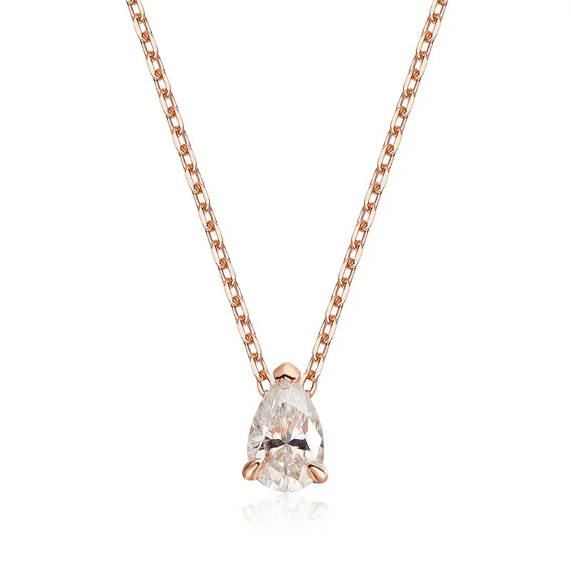 Smyoue Pear Cut D VVS1 Moissanite Necklace – 18K White Gold Plated Sterling Silver Pendant