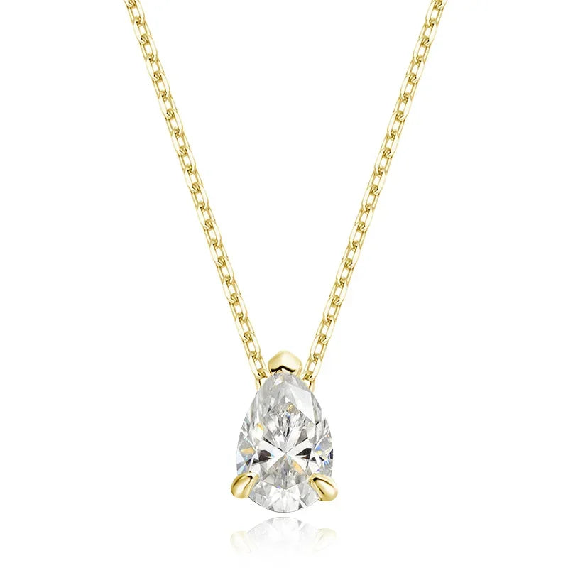 Smyoue Pear Cut D VVS1 Moissanite Necklace – 18K White Gold Plated Sterling Silver Pendant