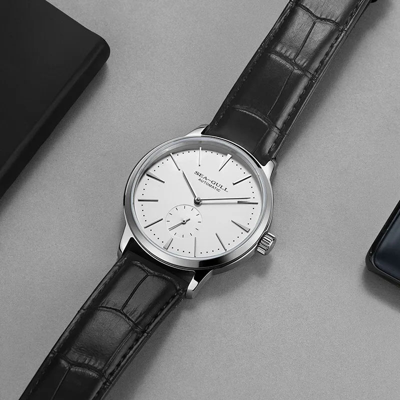 Seagull Elegant Mechanical Wristwatch for Men – ST17 Automatic Movement, Leather Strap, Sapphire Crystal