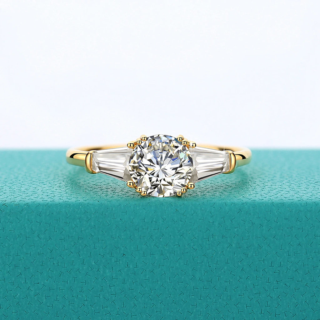 Szjinao 9mm Moissanite Ring – Real 14K Gold, D Color Brilliant Cut Wedding Band for Women