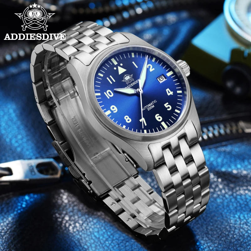 ADDIESDIVE Watches For Men Luxury Business Leisure Automatic Mechanical Men's Watch Fluorescent Waterproof NH35A 316L Stainless