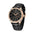 Sobrio, rose gold case, black dial, black strap