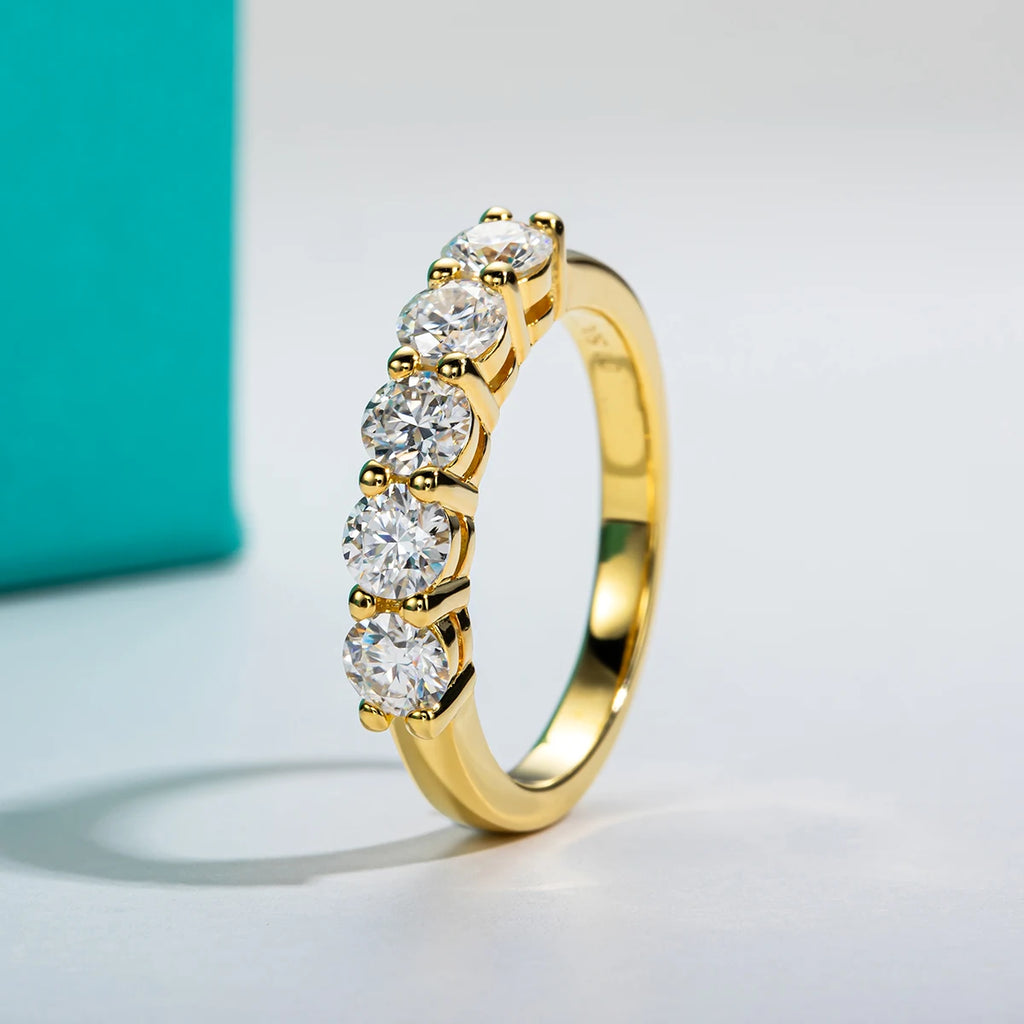 18K Gold Plated 925 Sterling Silver 4mm D Color Moissanite Eternity Wedding Band