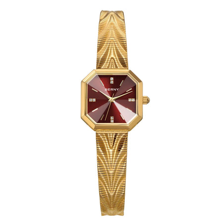 BERNY Gold Watch for Women Octagonal Ladies Quartz Wristwatches Stainless Steel Women Small Gold Watch Luxury Fashion Watches - RoyElite