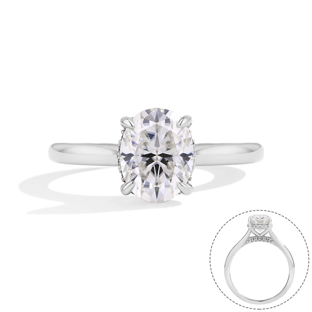 18K Gold Plated Oval Moissanite Engagement Ring 2CT Diamond Sterling Silver Wedding Jewelry