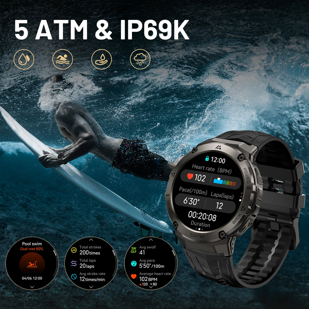 Men’s GPS Smartwatch with Compass Altimeter Heart Rate Sleep Tracking AMOLED Display