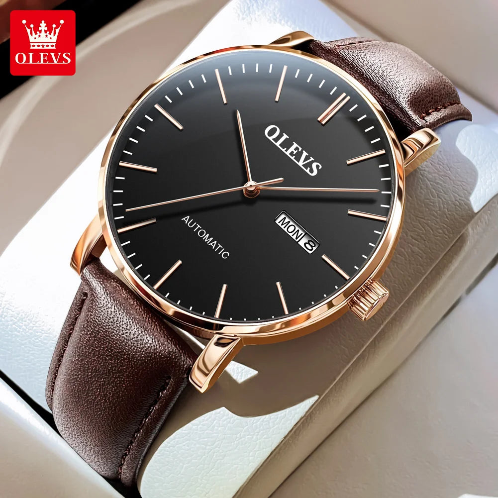 OLEVS Men's Watches Casual Automatic Mechanical Watches for Men Waterproof Day-Date Stainless Steel Bracelet Men for Gifts 5882