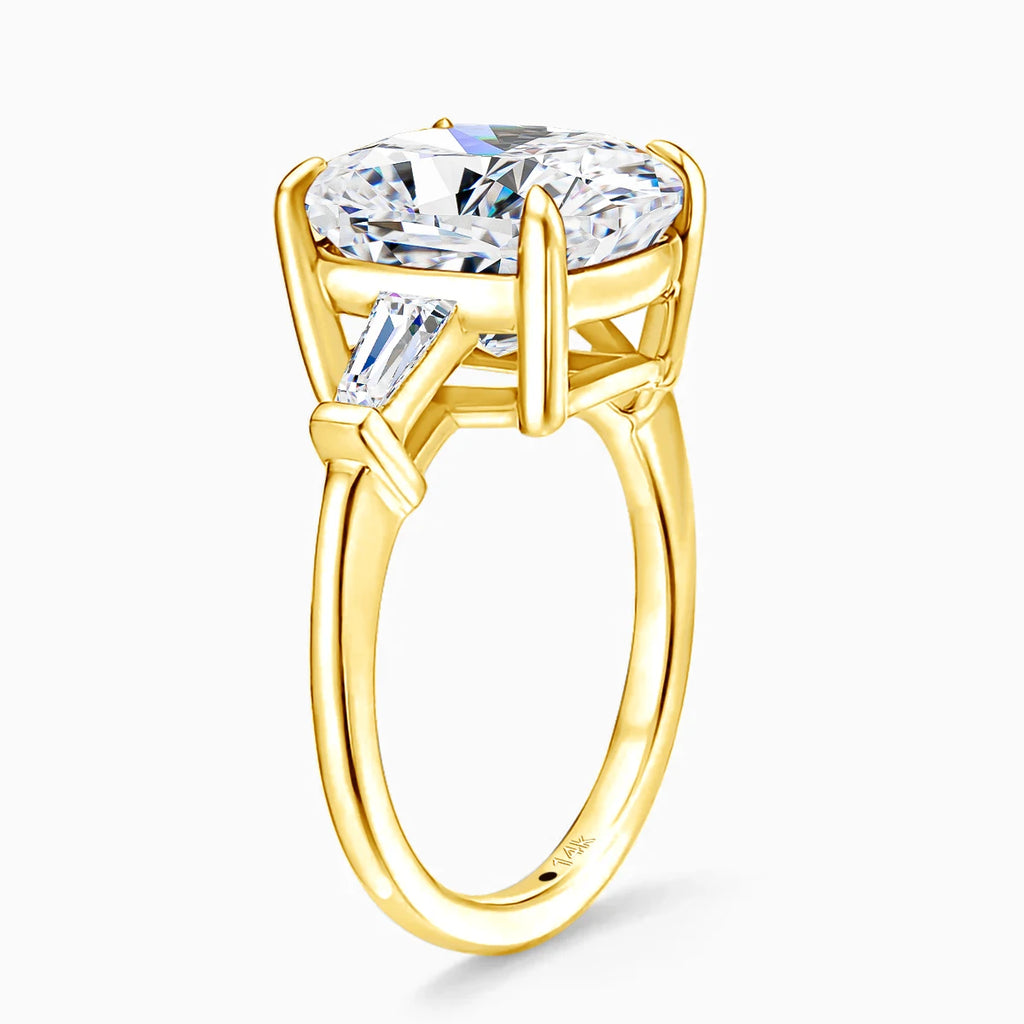 Szjinao 14K Gold Cushion Cut Moissanite Engagement Ring – 8 Carat D Color Certified