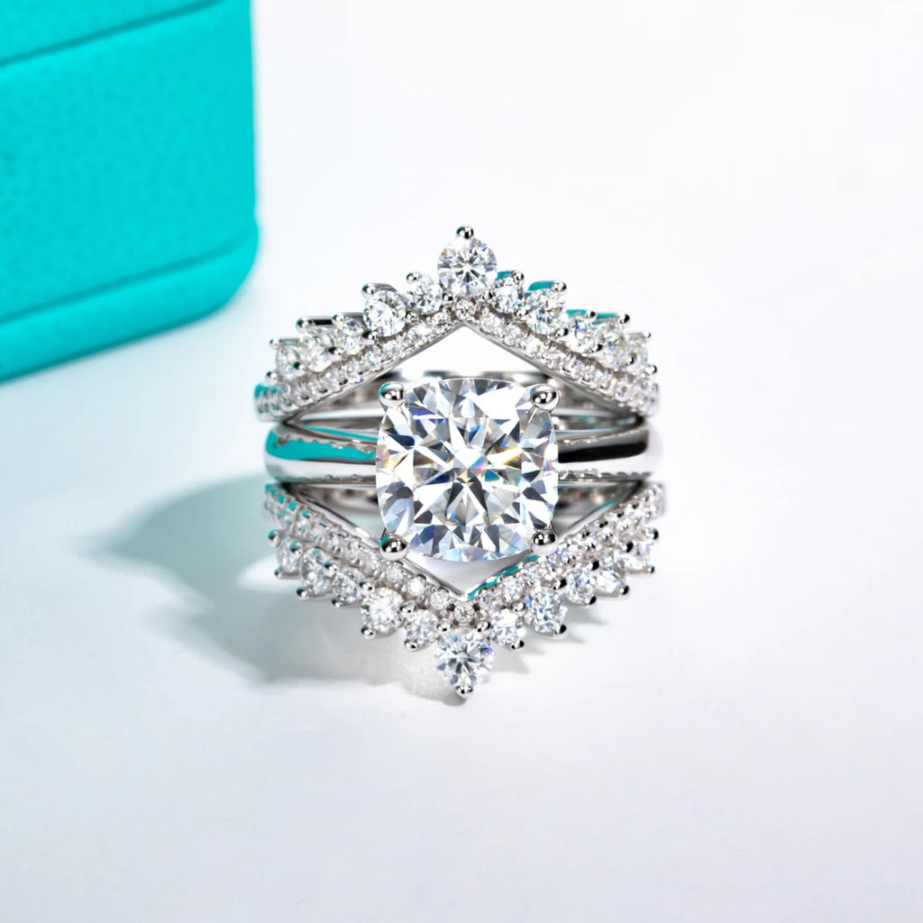 Women’s Cushion Cut Moissanite Engagement Ring 3.5 Carat Sterling Silver Wedding Jewelry