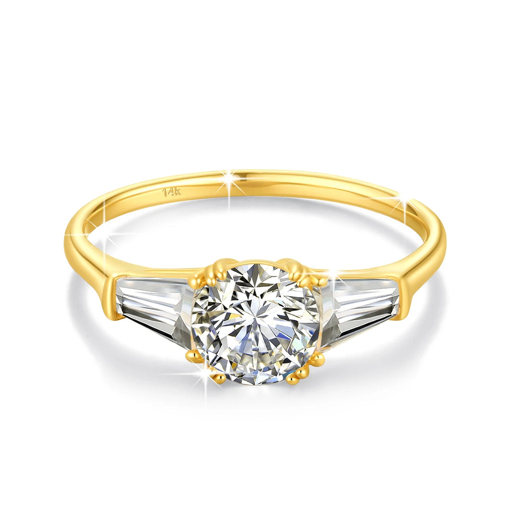 Szjinao 9mm Moissanite Ring – Real 14K Gold, D Color Brilliant Cut Wedding Band for Women