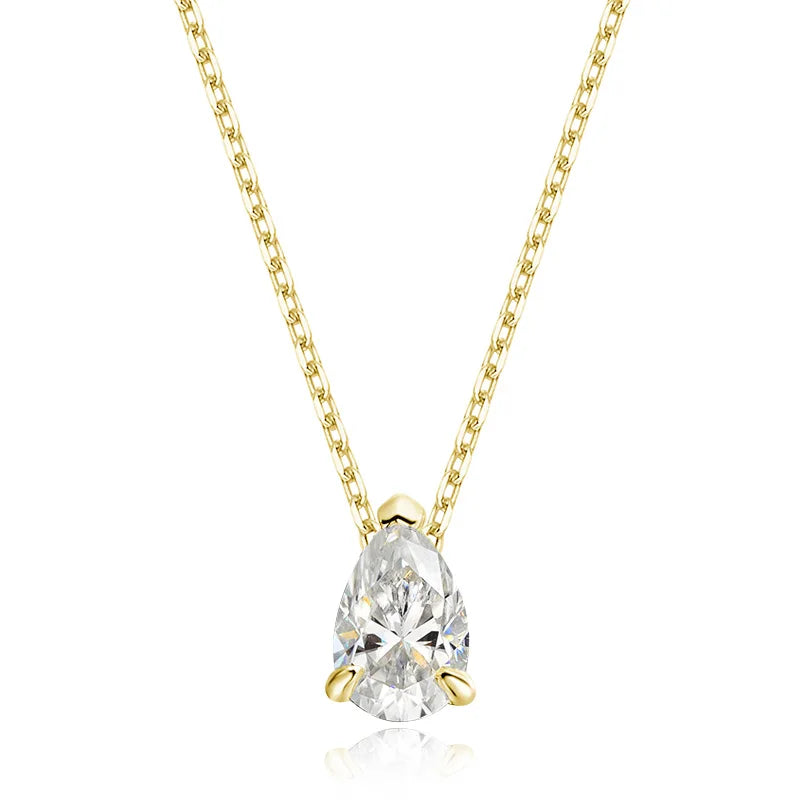 Smyoue Pear Cut D VVS1 Moissanite Necklace – 18K White Gold Plated Sterling Silver Pendant