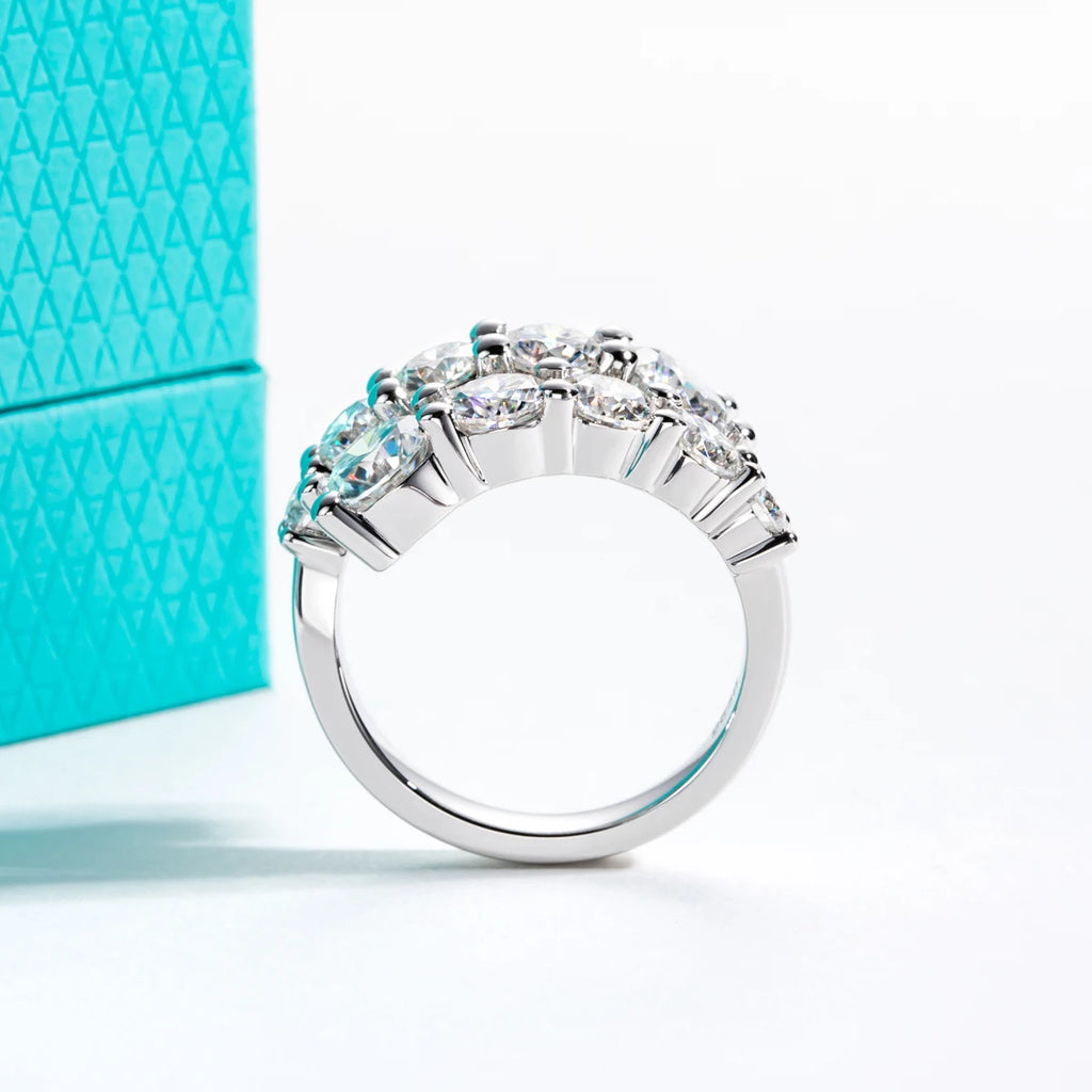 Women’s Sterling Silver Moissanite Bridal Set Round Cut Dazzling Engagement Rings