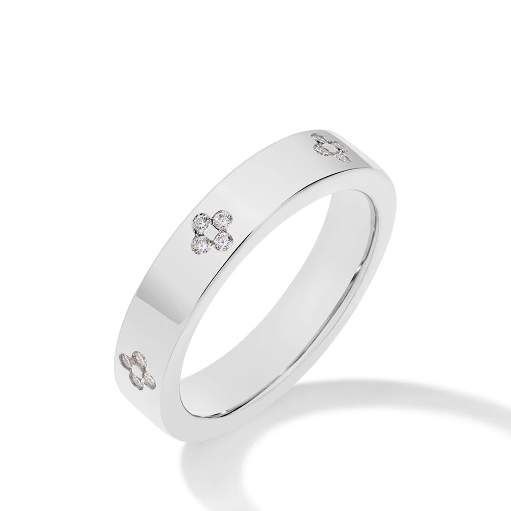 Moissanite Wedding Band Women Round Cut Floral Design 925 Sterling Silver Anniversary Ring