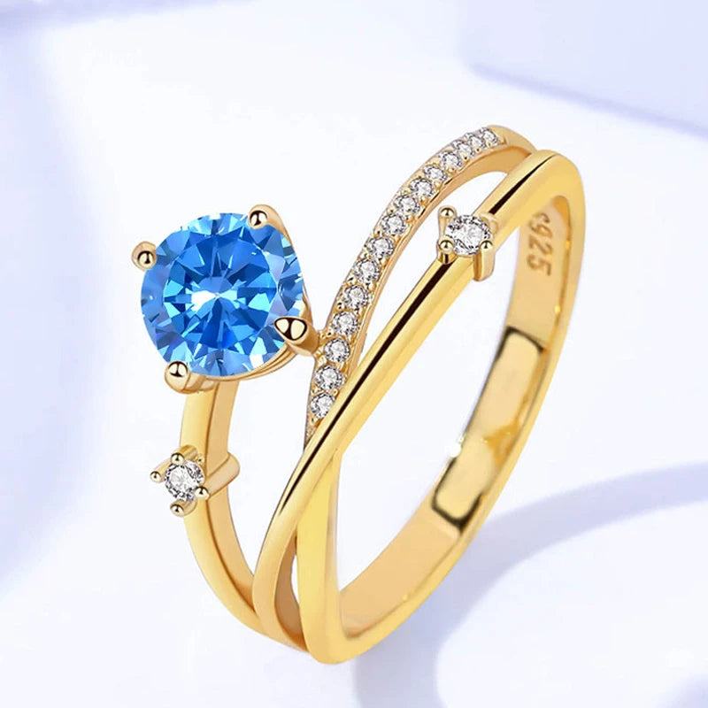 TFGLBU 0.8CT VVS Moissanite Ring – Excellent Cut, Gold-Plated 925 Sterling Silver Band