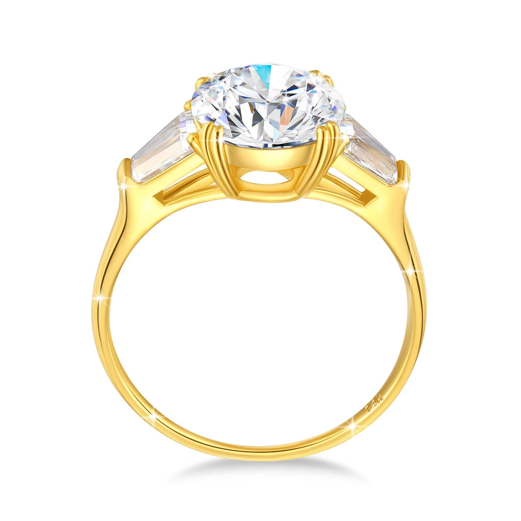 Szjinao 9mm Moissanite Ring – Real 14K Gold, D Color Brilliant Cut Wedding Band for Women