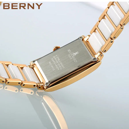 BERNY Women Watch Quartz Ceramic Bracelet Butterfly Buckle Waterproof Fashion Gold Female Clock Relogio Feminino Birthday Gift - RoyElite