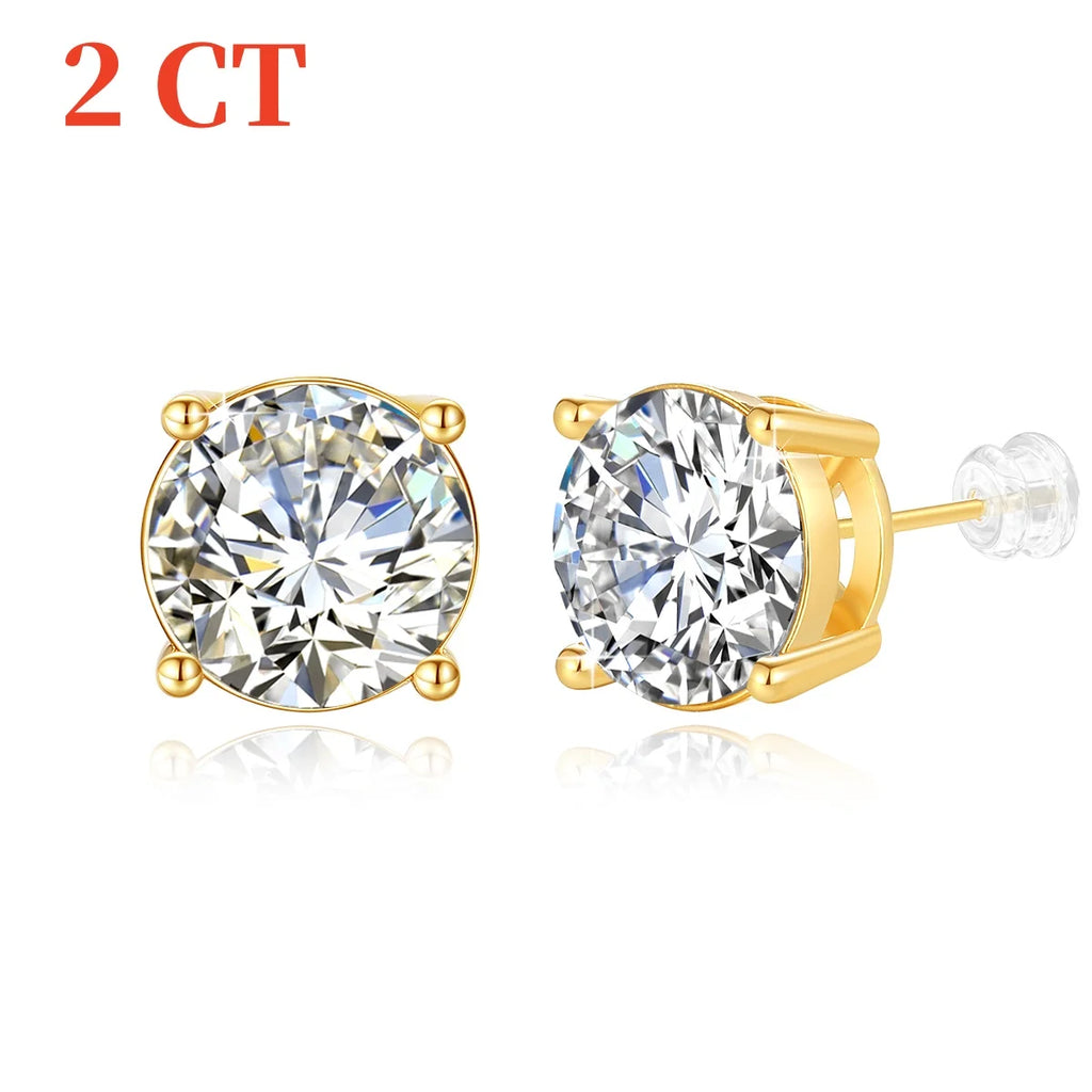 Szjinao 2ct Moissanite Stud Earrings – 18K Gold Mount