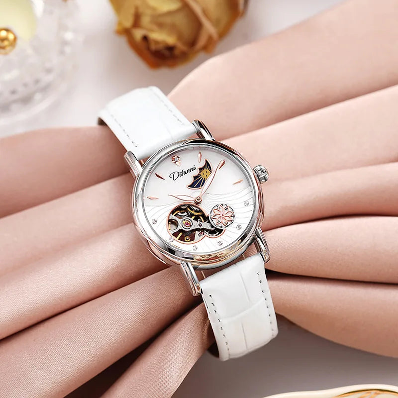 Rotatable Flowers Female Watch Women Top Brand Luxury Fashion Moon Phase Waterproof Lady Automatic Mechanical Watches Reloj