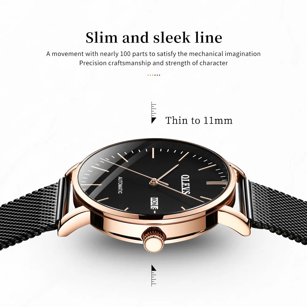 OLEVS Men's Watches Casual Automatic Mechanical Watches for Men Waterproof Day-Date Stainless Steel Bracelet Men for Gifts 5882