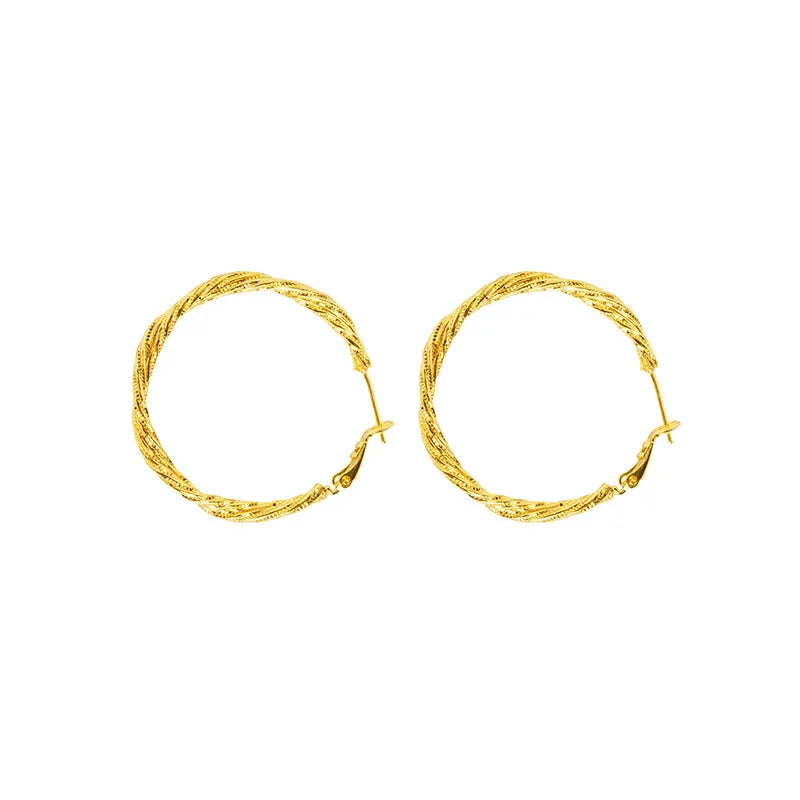 Golden Luxe 24K Pure Gold Twist Circle Earrings – Luxury Finish