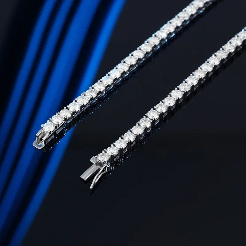 Women’s Moissanite Tennis Necklace D Color S925 Silver Sparkling Diamond Chain