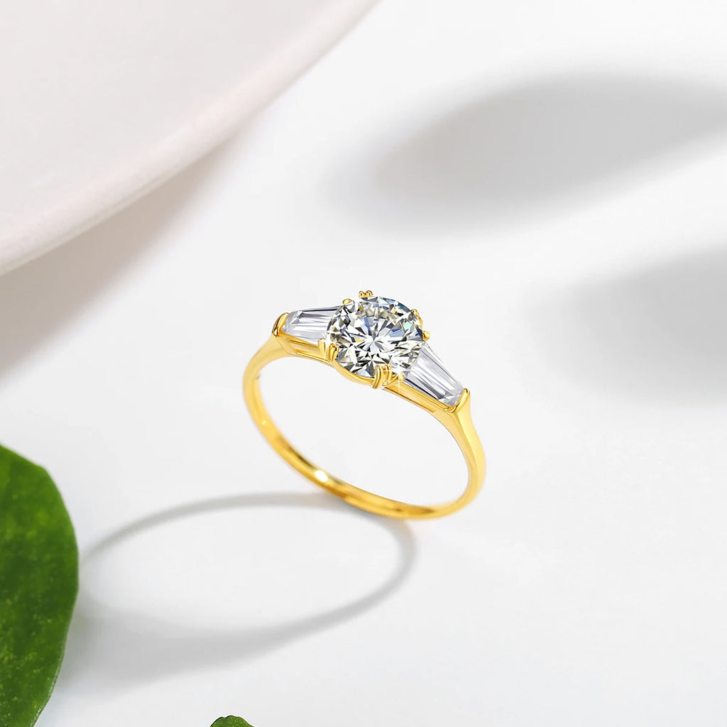 Szjinao 9mm Moissanite Ring – Real 14K Gold, D Color Brilliant Cut Wedding Band for Women