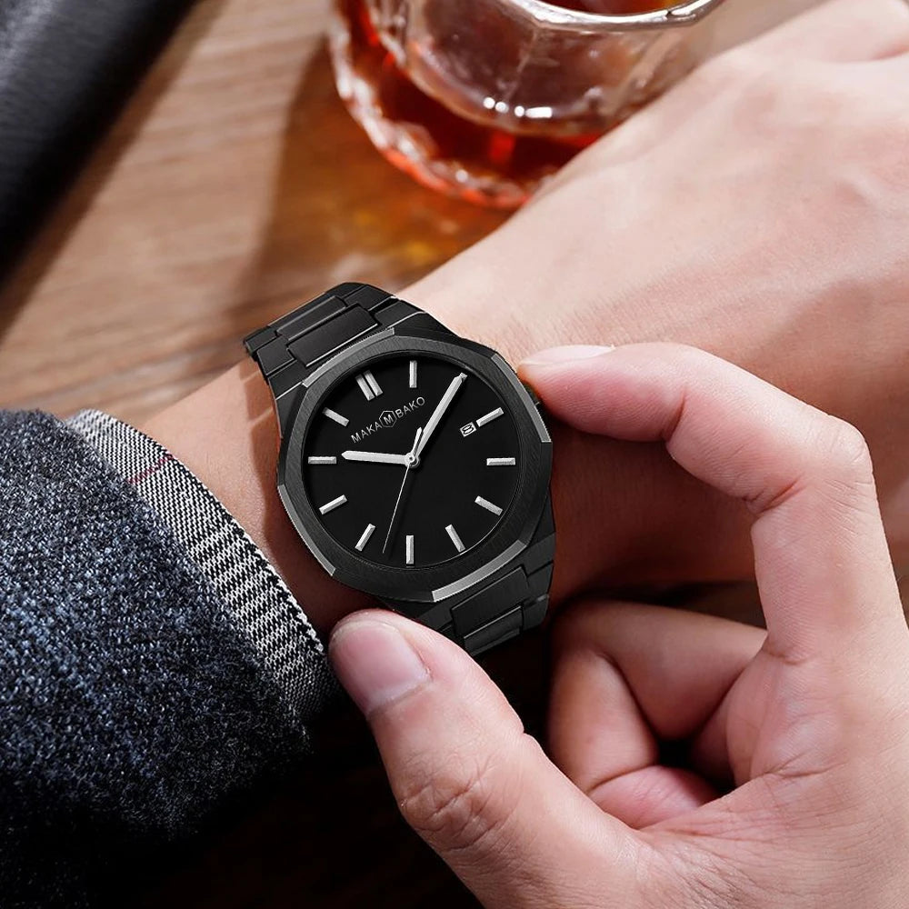 Original Top Brand Stainless Steel Men Wristwatch Classic Business Waterproof Man Black Clock Japan Movement Quartz Mens Watches - RoyElite