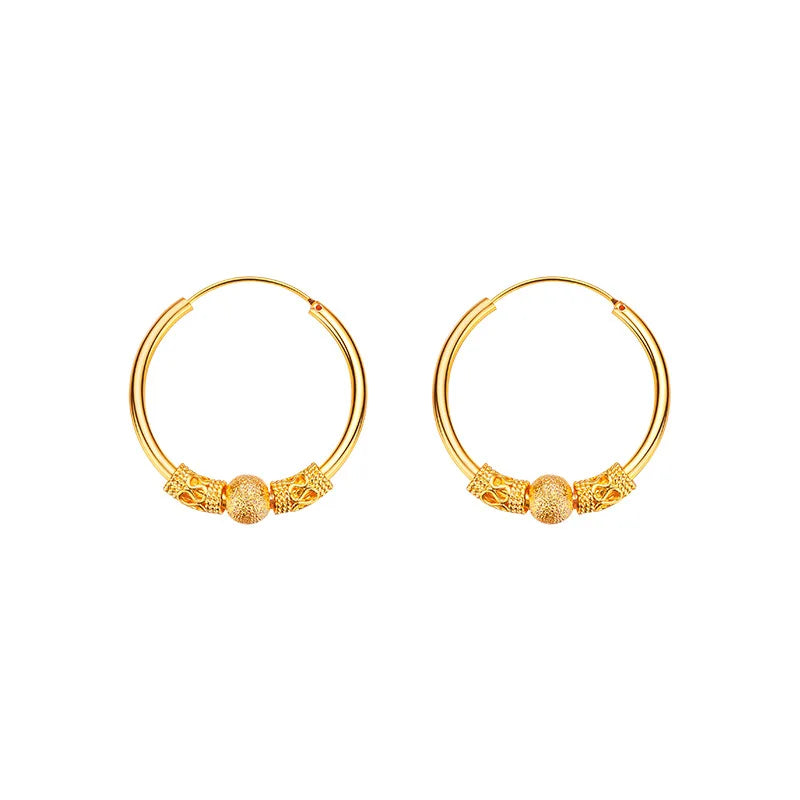 DIWENFU 18K Yellow Gold Geometric Earrings – Elegant Women’s Design