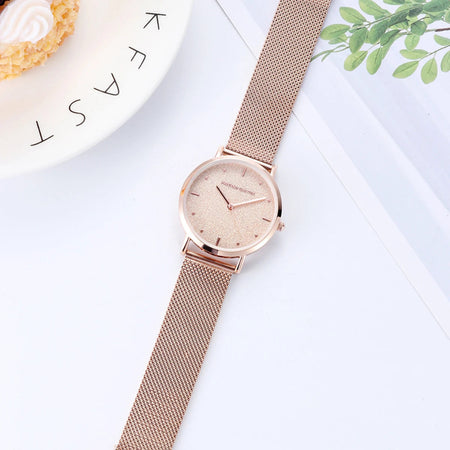 2025 New Women's Luxury Watch Matte Dial Japanese Quartz Movement Stainless Steel Mesh Strap Hannah Martin Brand Original Watch - RoyElite