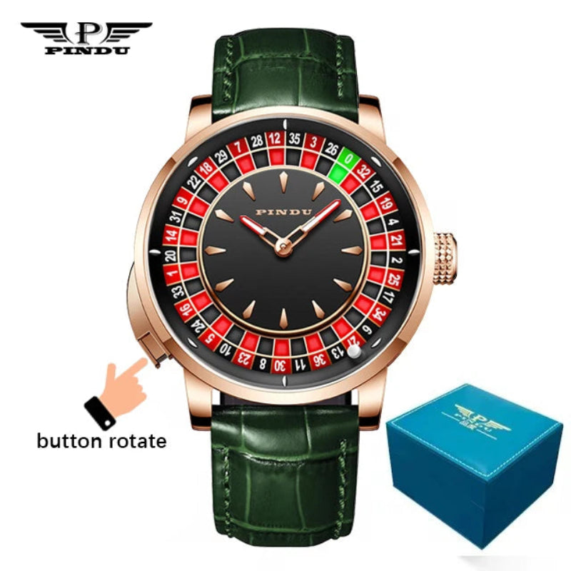 Mechanical Roulette Dial Watch | Interactive Elegance with Diamond Detail by PINDU - RoyElite