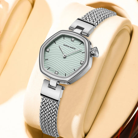 Hannah Martin Top Brand Women Stainless Steel Mesh With White Rose Gold Clock Original Japanese Quartz Movement Luxury Watches - RoyElite