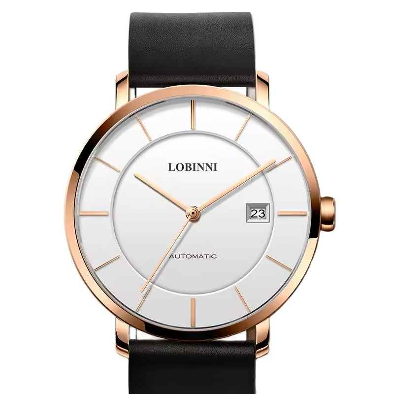 Women’s Luxury Automatic Watch 34mm Sapphire Crystal Leather Strap 5ATM Water Resistant