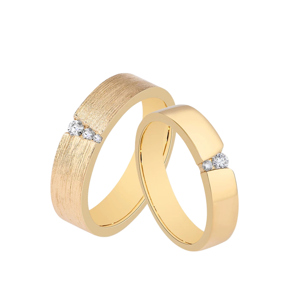 Women and Men Moissanite Couple Rings Brushed Design Sterling Silver Wedding Bands