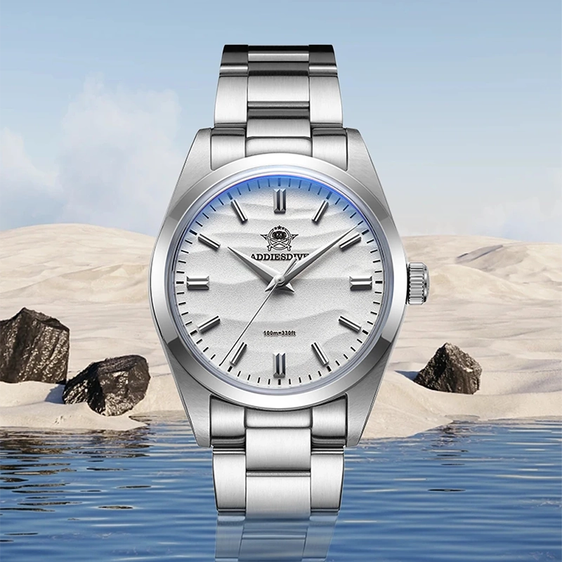 Reloj de Cuarzo Minimalista de Mujer 36mm Esfera Arena del Desierto Acero Inoxidable Resistente al Agua