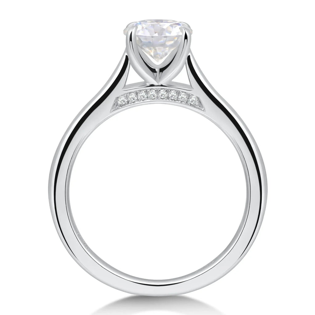 Sterling Silver Moissanite Solitaire Engagement Ring 1CT Round Cut Diamond Wedding Jewelry